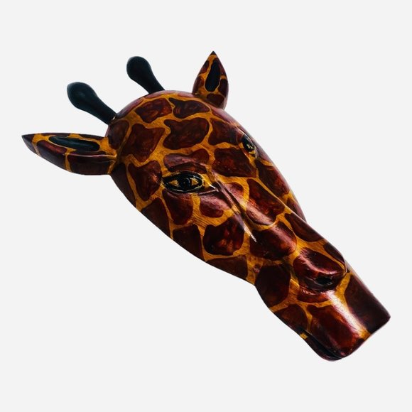 Hand Carved Wooden Giraffe Wall Hanging Decor - Picture 5 of 7